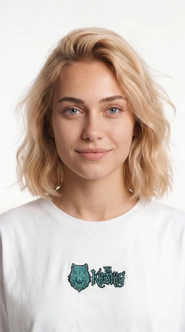 The locked reference face for the female lead