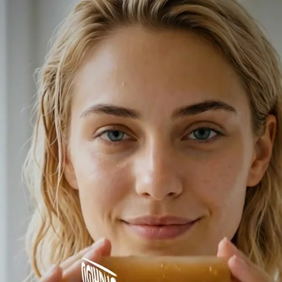 Close-up of the same lead, dry skin, holding the product to camera